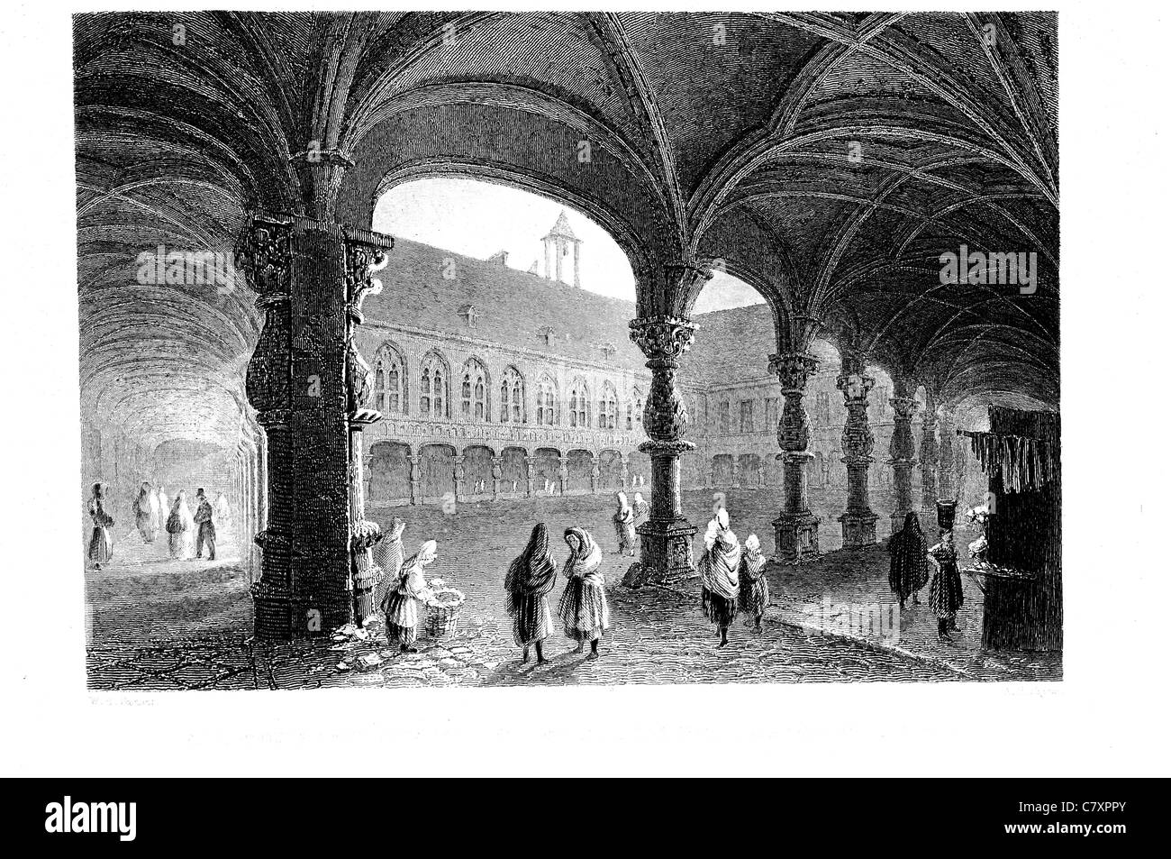 Palace Anversa Belgio Fiandre soffitto a volta vault cortile medievale Foto Stock