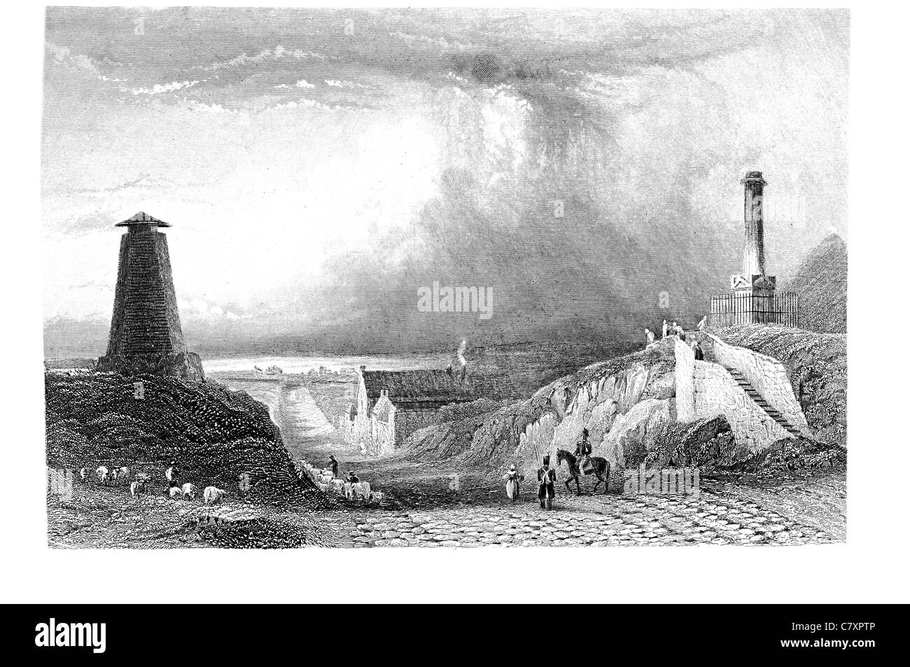 Waterloo Brabante Vallone Belgio posizione strategica strada asfaltata memorial hill Battaglia di Waterloo primo impero francese di Napoleone Foto Stock