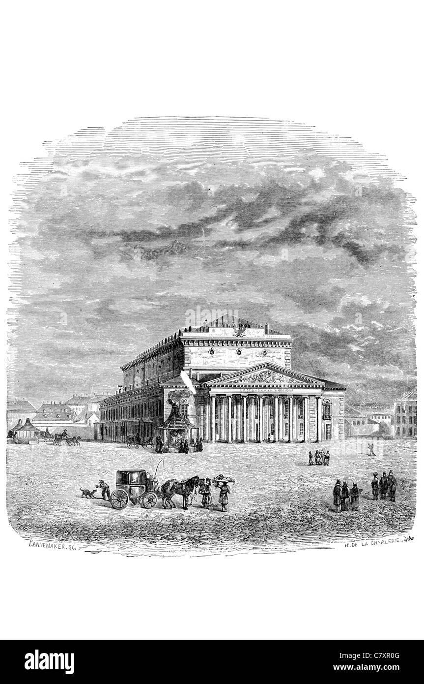 Il grande teatro city town square centro carro trainato da cavalli Foto Stock