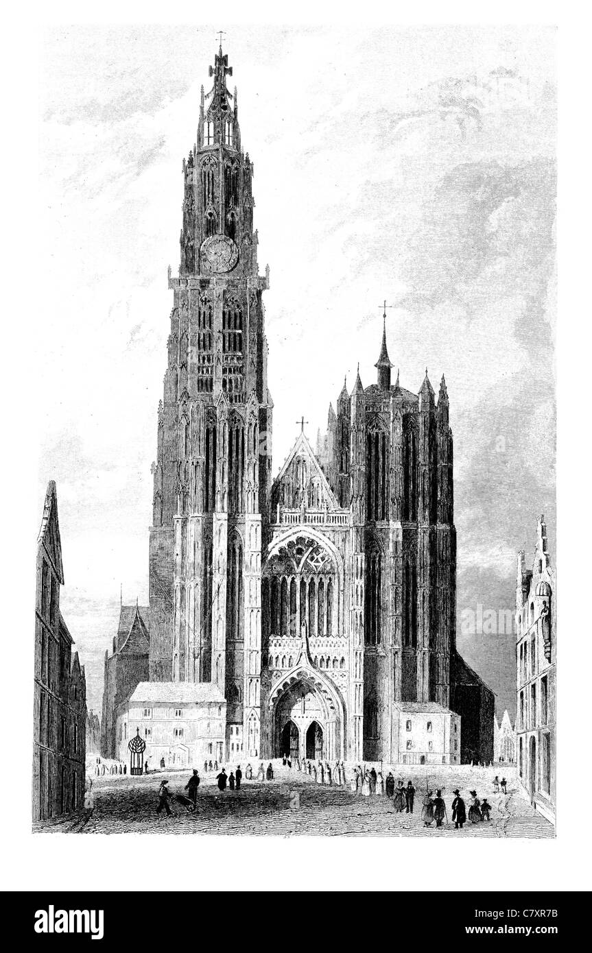 Cattedrale di Nostra Signora Cattolica Romana Anversa Belgio stile gotico Jan Pieter Appelmans Sito Patrimonio Mondiale Foto Stock