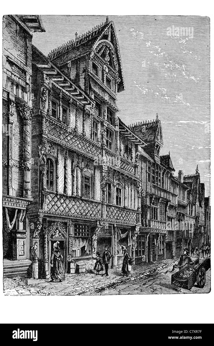 Case in legno casa nella Ruc Aux Lisicix Fecres architettura architetto architettonico edificio antico opere d'arte Foto Stock