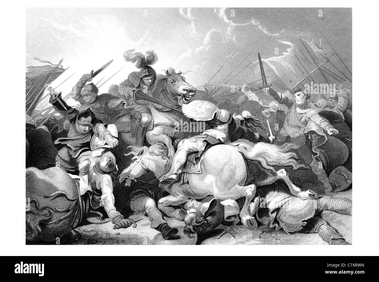 Battaglia di Bosworth Field 22 agosto 1485 Lancastrian Henry Tudor Yorkist Richard III dinastia Plantagenet guerre di rose Foto Stock