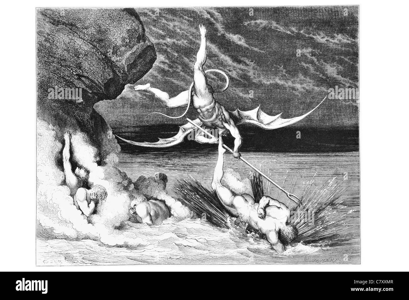 In Pursuit ha quindi accelerato esclamando tu sei catturato demoni alati demon monster mostri demoni angeli della morte Foto Stock