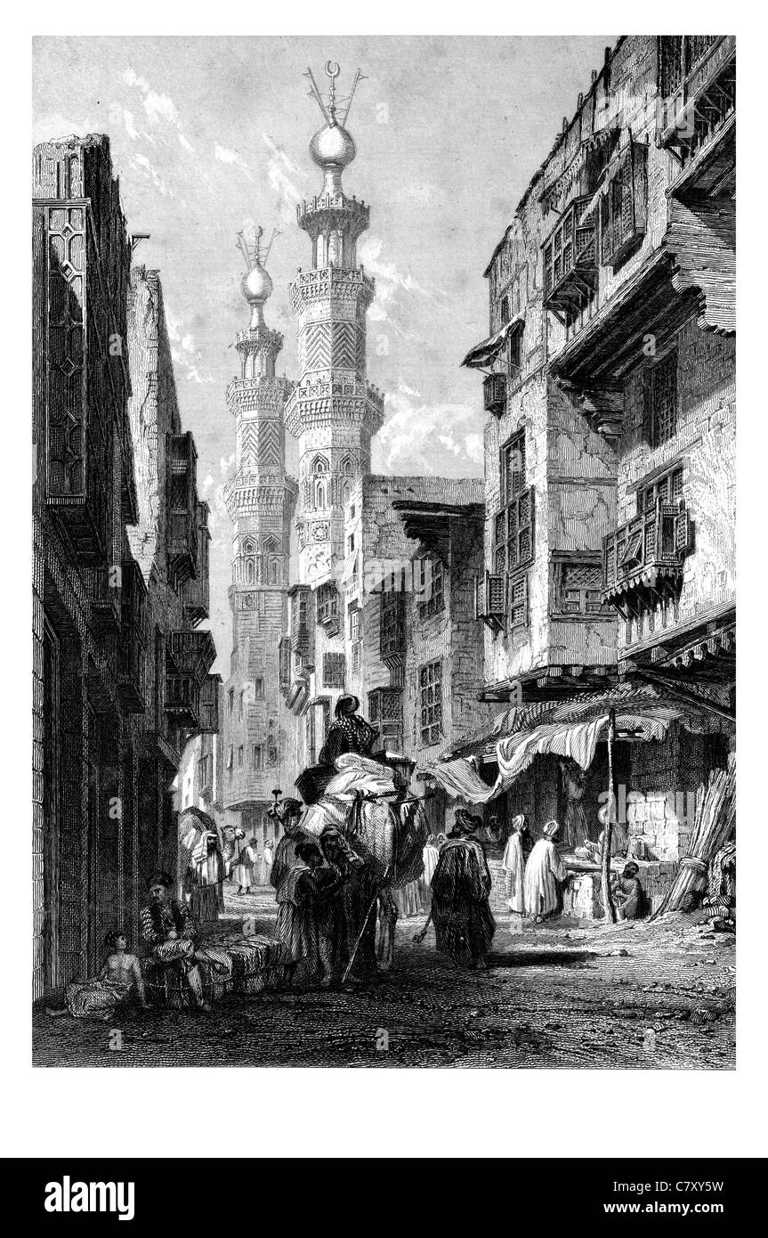 Le Caire Alpes de Haute Provence Cairois architettura antica street village trade shop shopping market vita quotidiana torre campanaria Foto Stock