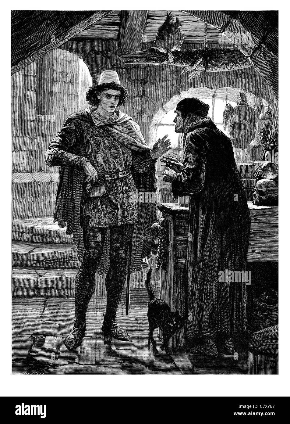 Speziale a malincuore vende la vendita di veleno Romeo Giulietta e Romeo tragedia William Shakespeare star-cross'd amanti faide di morte Foto Stock