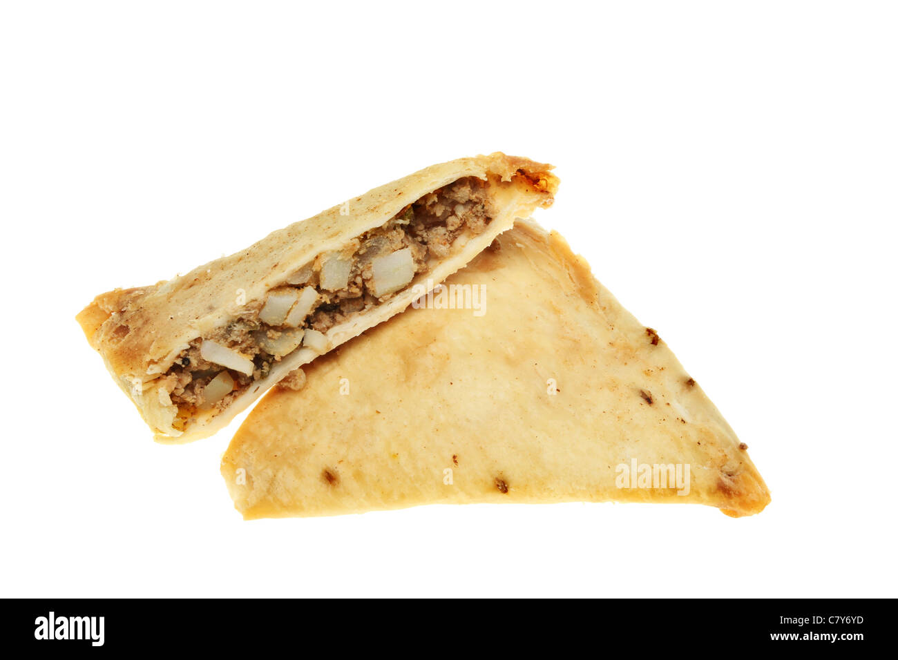 Agnello samosa isolata contro bianco Foto Stock