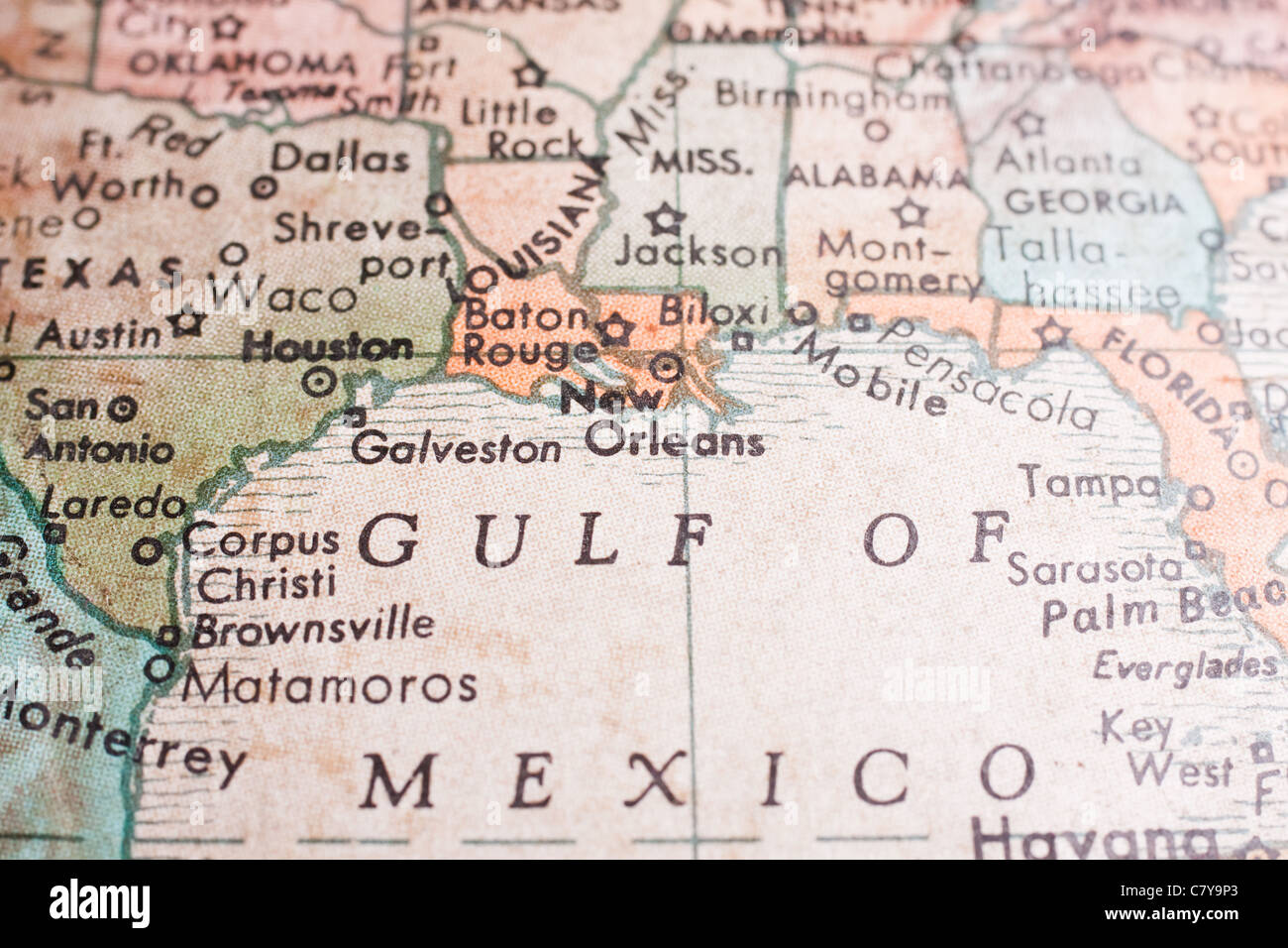 Mappa del golfo del Messico Foto stock - Alamy