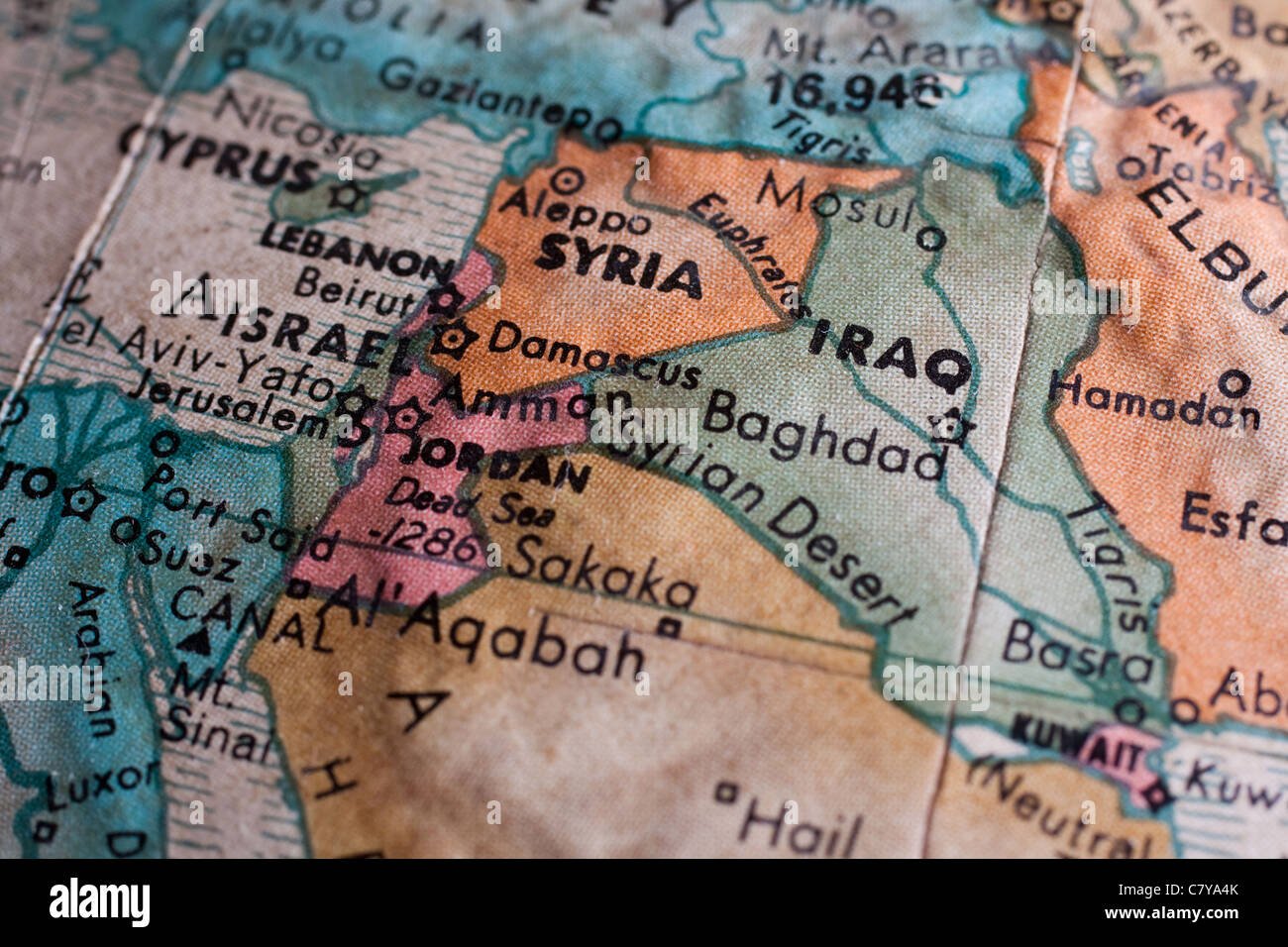 Mappa del medio oriente, Siria, Iraq Foto Stock