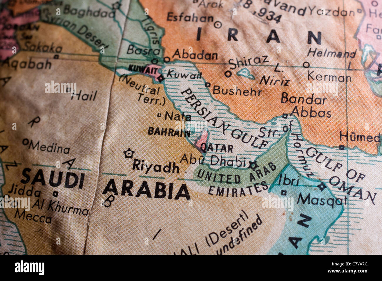 Mappa del Golfo Persico, Arabia Saudita, Iran Foto stock - Alamy