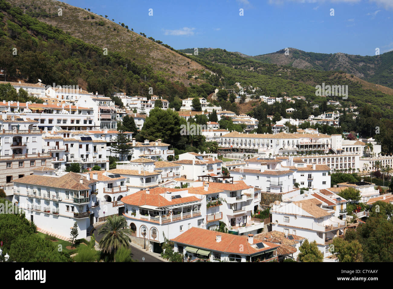 Il Pueblo Blanco o bianco città di Mijas, vicino a Malaga, Spagna Foto Stock