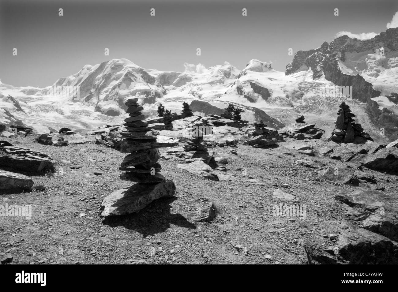 Villaggi svizzeri e il paesaggio alpino Foto Stock