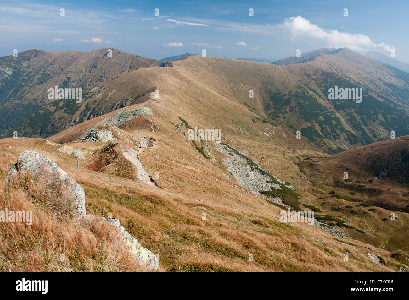 Bassi Tatra paesaggio dal picco Kotliska, Slovacchia Foto Stock