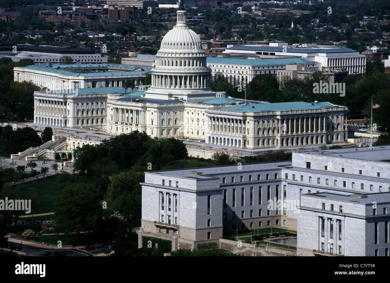 Stati Uniti d'America, Washington DC. Il Capitol, vista aerea Foto Stock