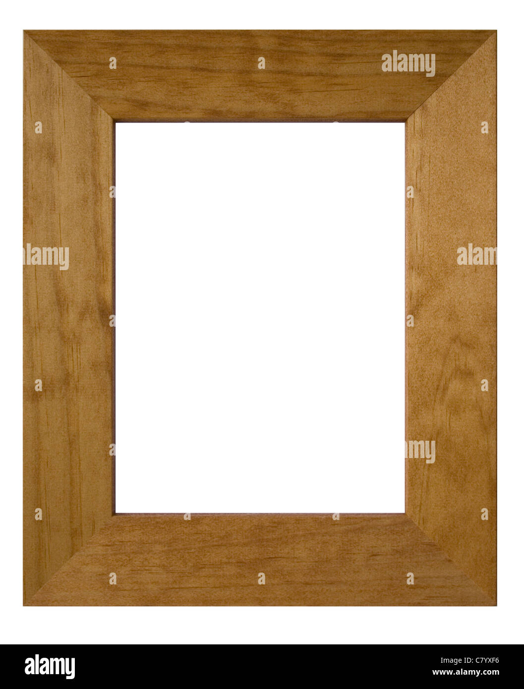 Un di legno cornice immagine isolata su bianco con percorso di clipping e copia di spazio. Foto Stock