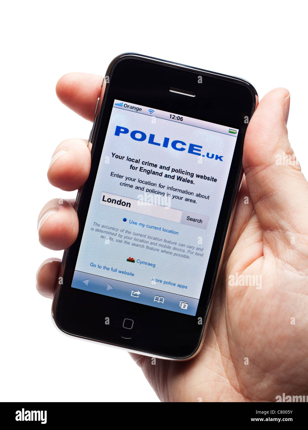 La polizia sito web del Regno Unito con la polizia criminalità informazioni mappa su uno smartphone elegante telefono cellulare telefono cellulare Foto Stock