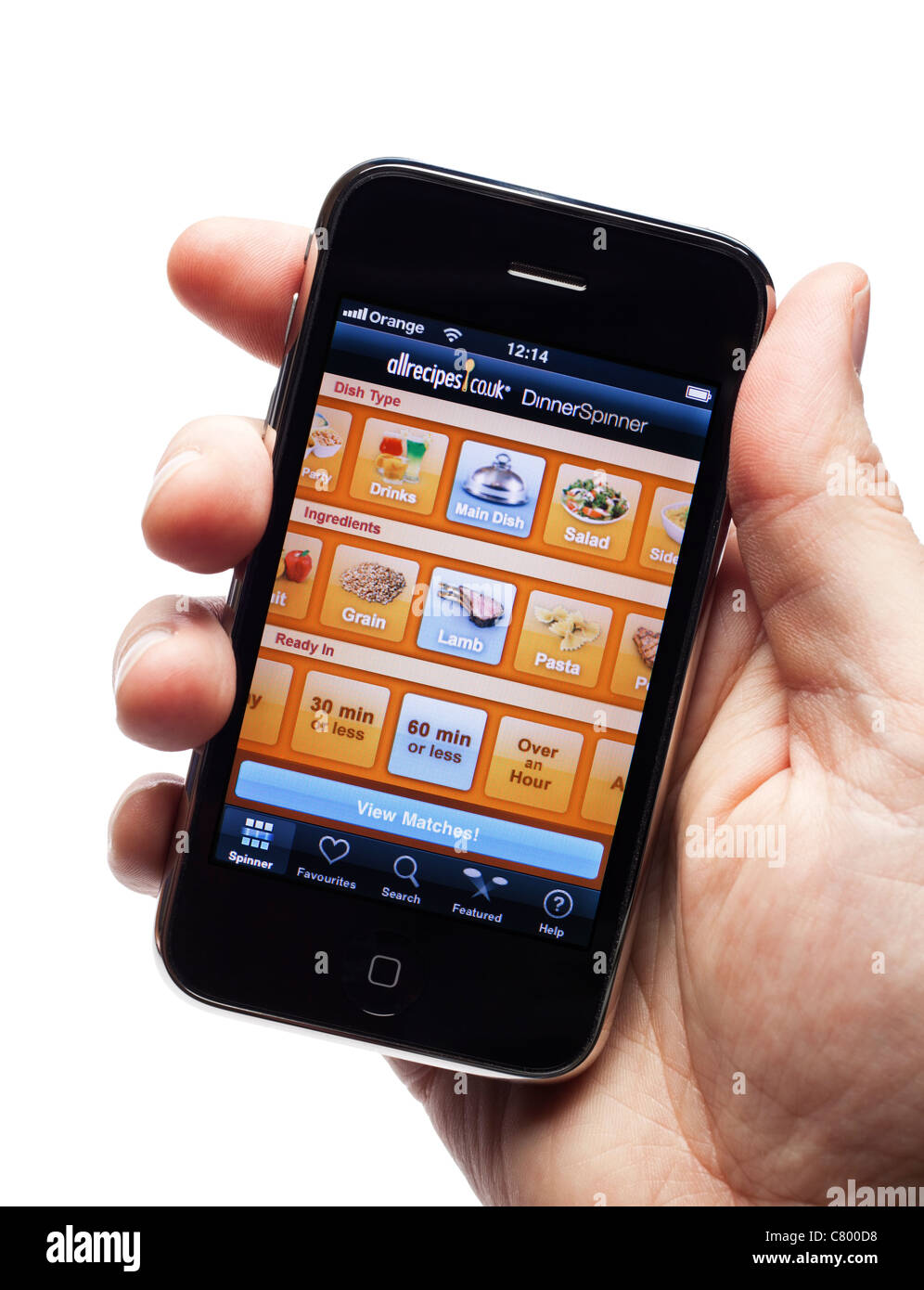IPhone mostra una ricetta app su uno smartphone elegante telefono cellulare telefono cellulare Foto Stock