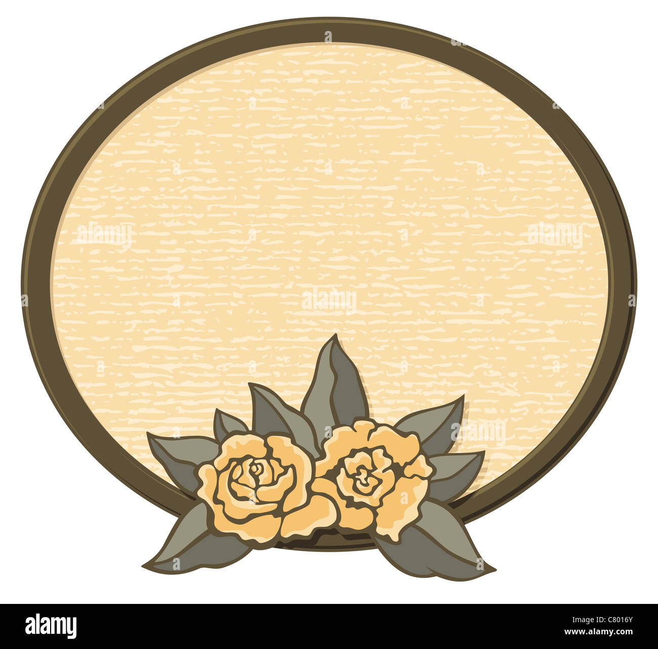 Decorativa cornice ovale con Rose in tonalità seppia. Foto Stock