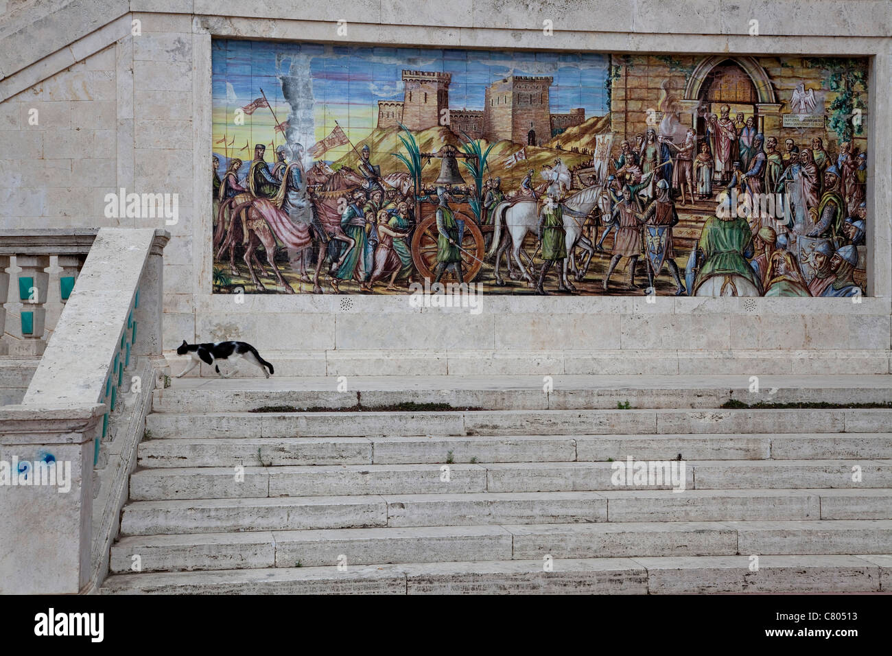 Cat a Caltagirone, Sicilia, Sicilia, Italia Foto Stock