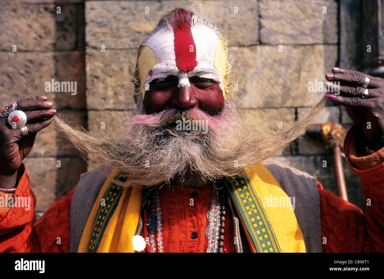 Il Nepal, Kathmandu, Sadhu uomo santo Foto Stock