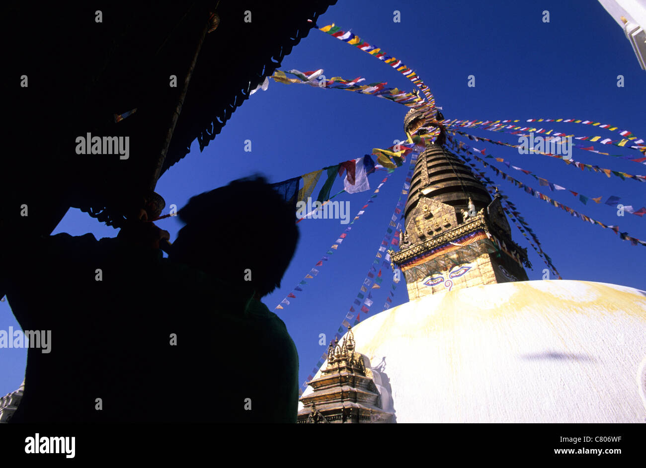Il Nepal, Kathmandu, Swayambhunath Stupa Foto Stock
