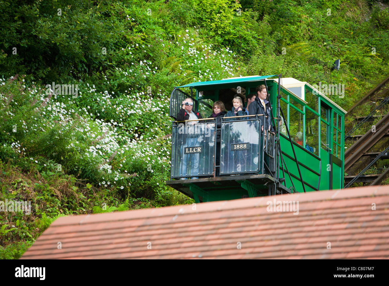 Il Cliff ferrovia che collegava Lynmouth con Lynton sulla North Devon Coast. Foto Stock