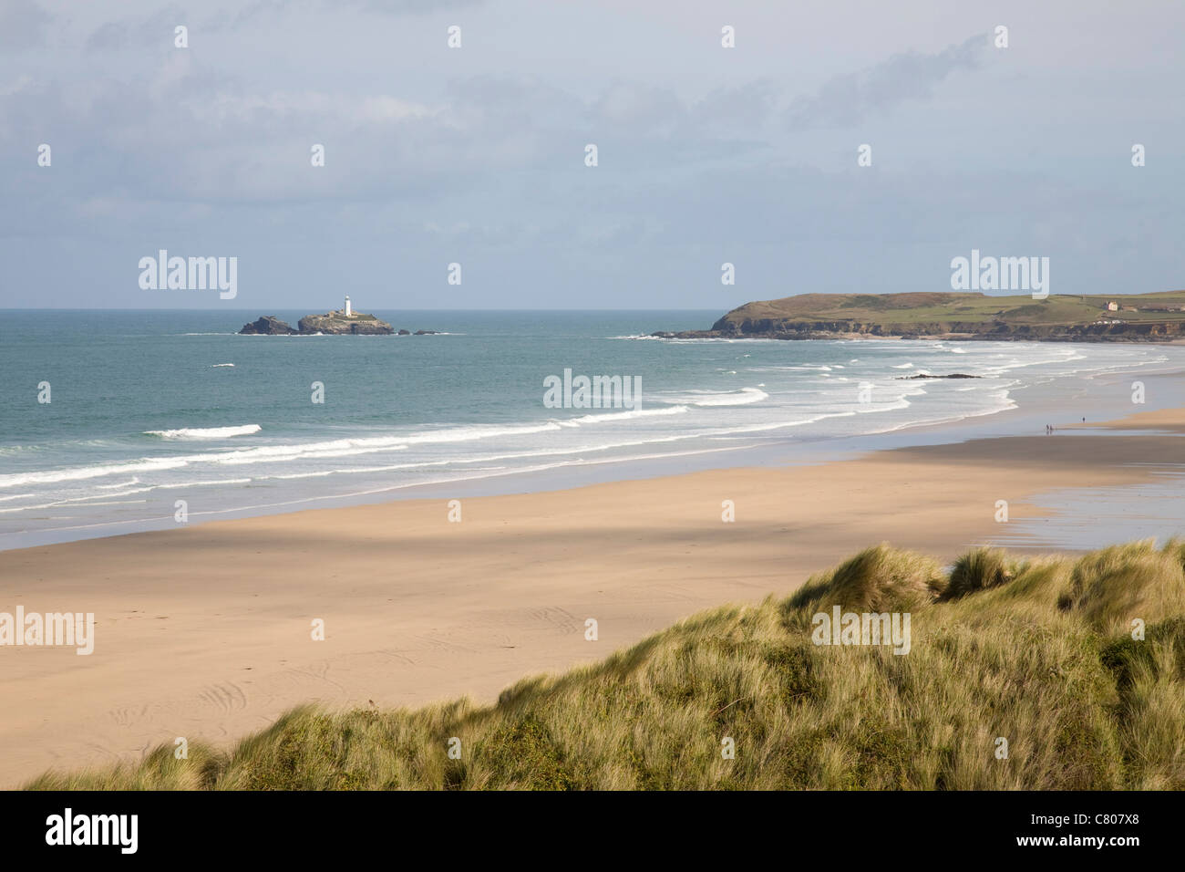 La vasta distesa di spiagge in St Ives Bay, Cornwall, Inghilterra. Foto Stock