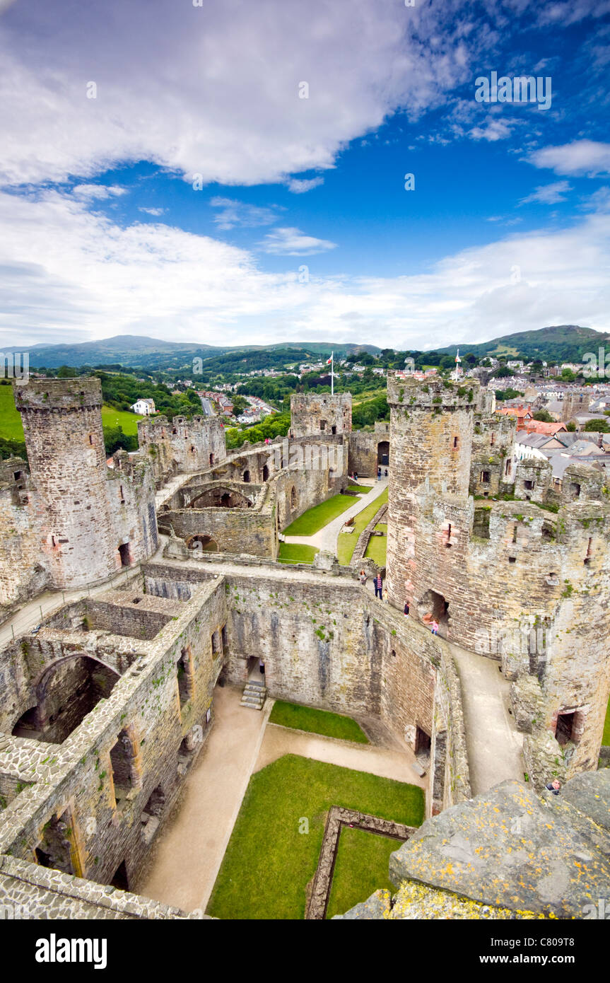 Conwy Castle a Conwy, il Galles del Nord Foto Stock