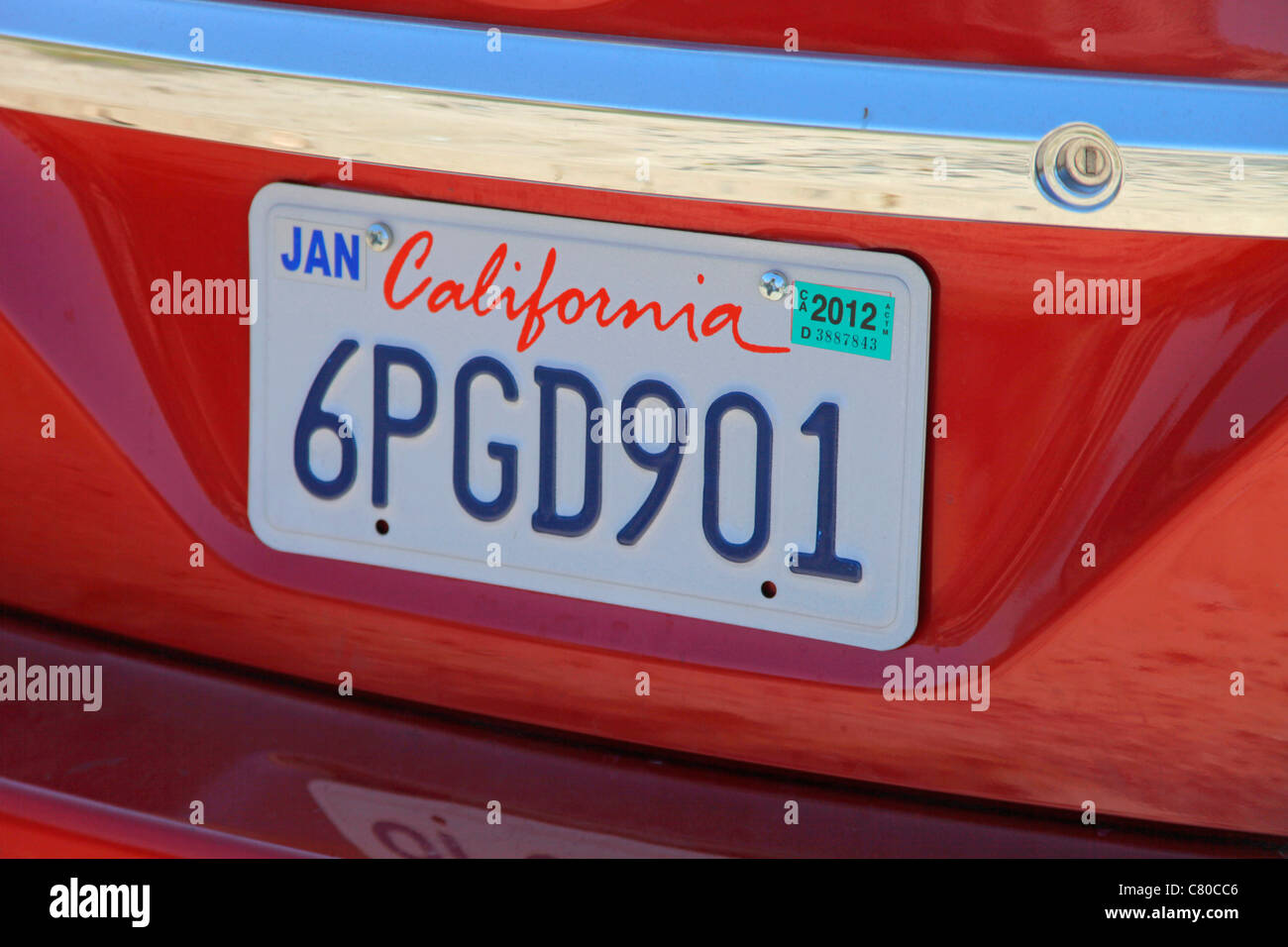 Un Californian targa di immatricolazione di un'autovettura USA Foto Stock