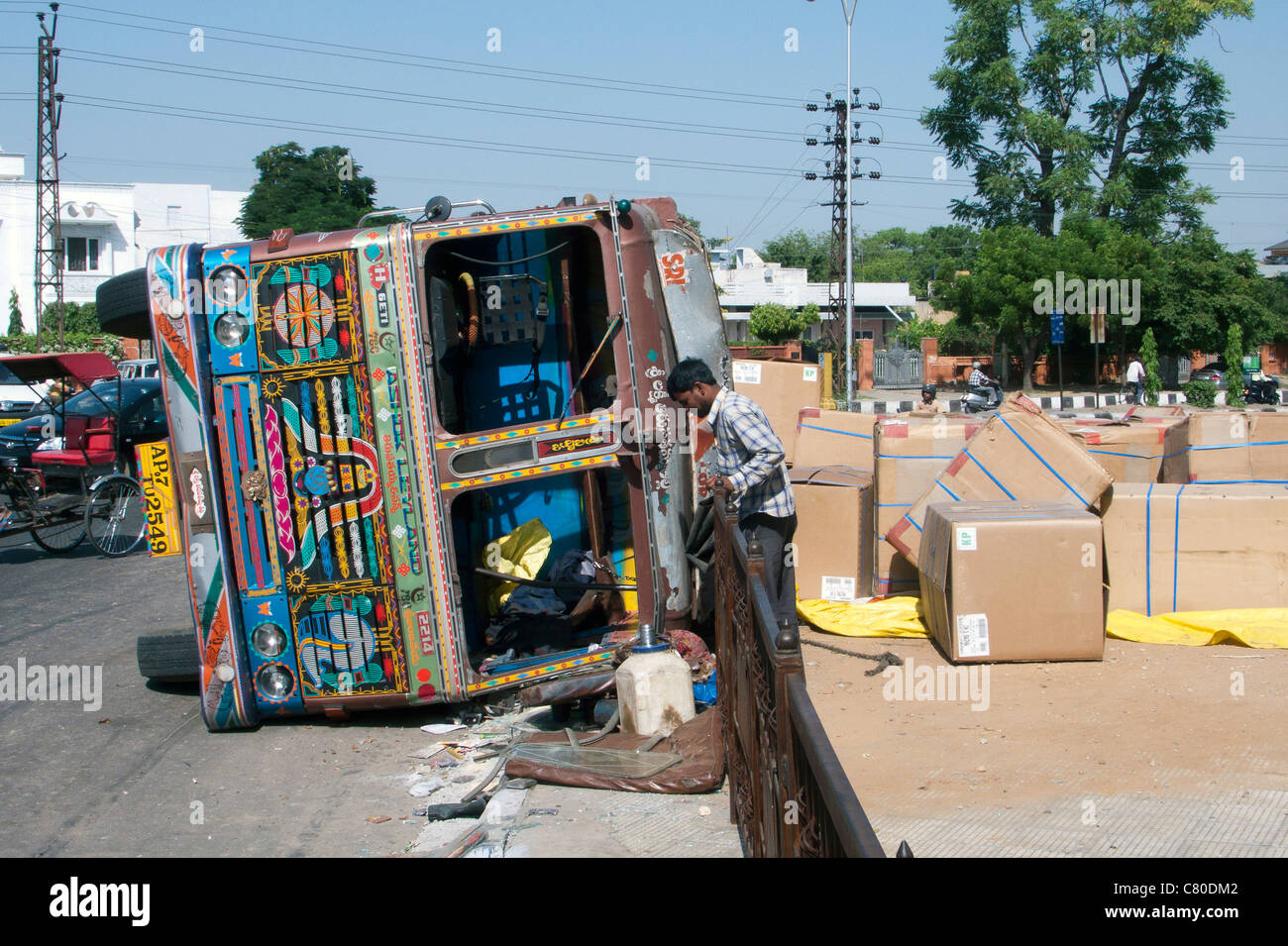 Carrello incidente Jaipur India Rajasthan Foto Stock