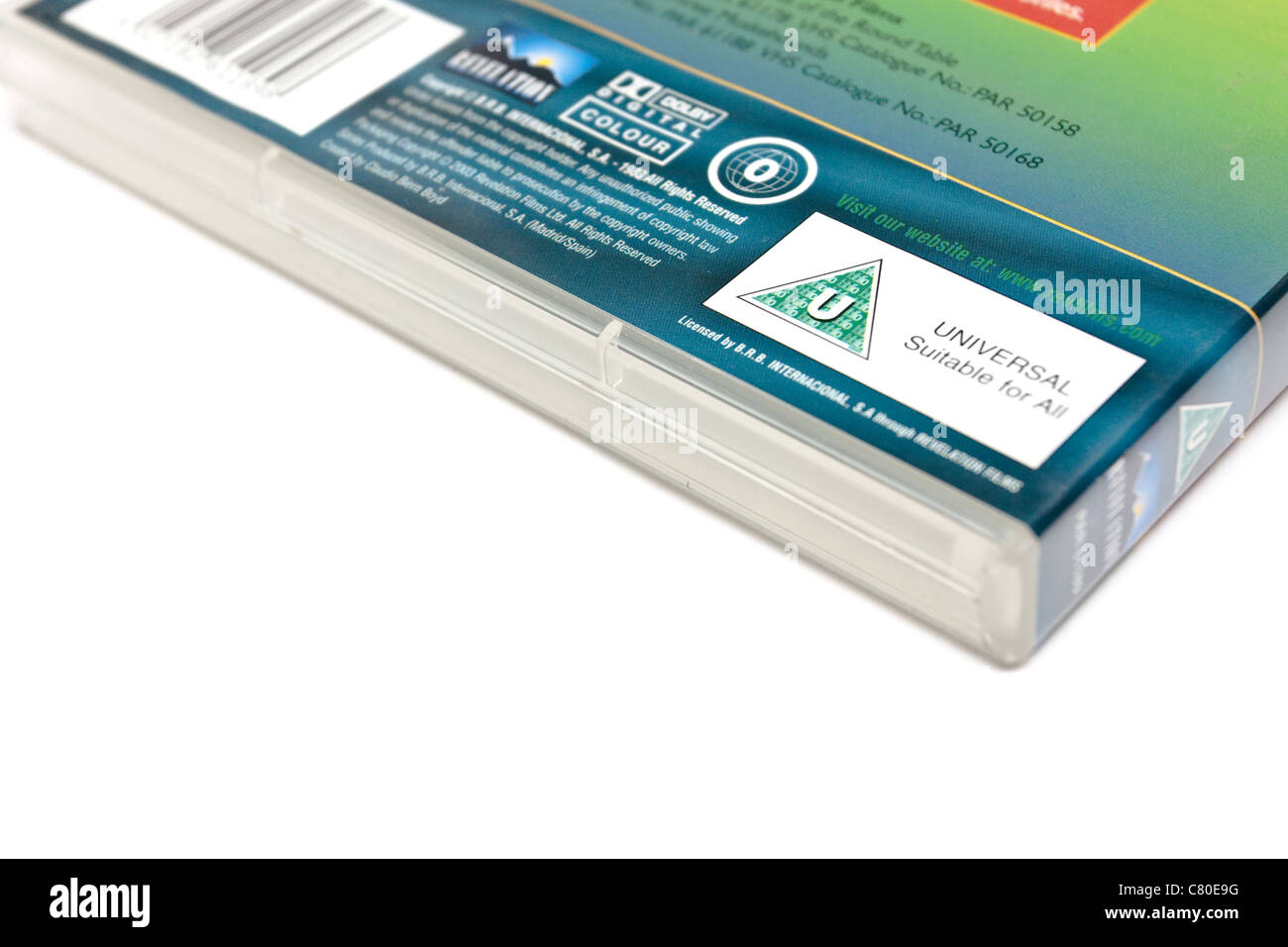 Bambini custodia DVD che mostra il 'universale' raccomandazione età simbolo. Foto Stock