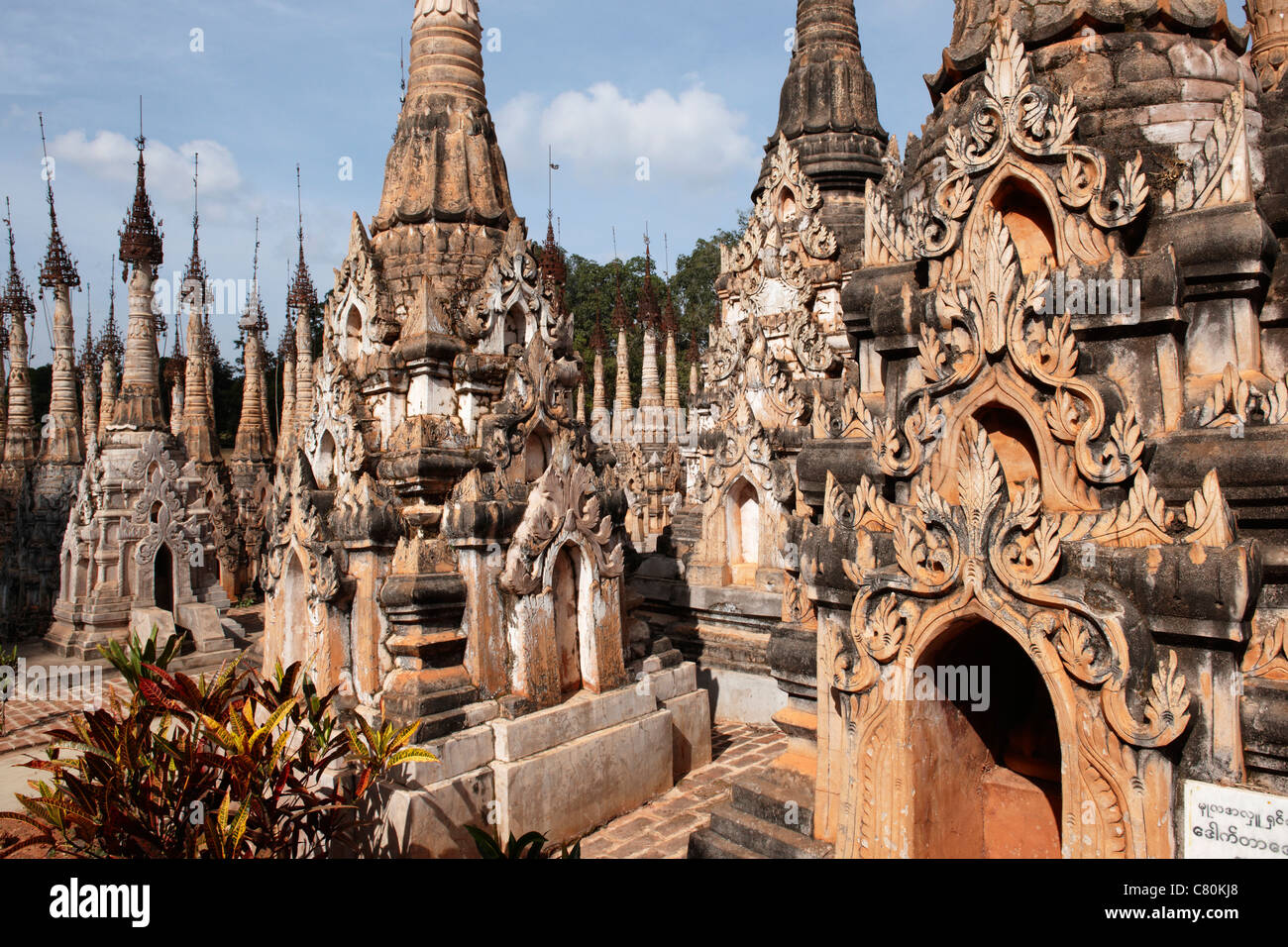 Myanmar Birmania, stato Shan, Kakku Stupa, Pagoda buddista Foto Stock