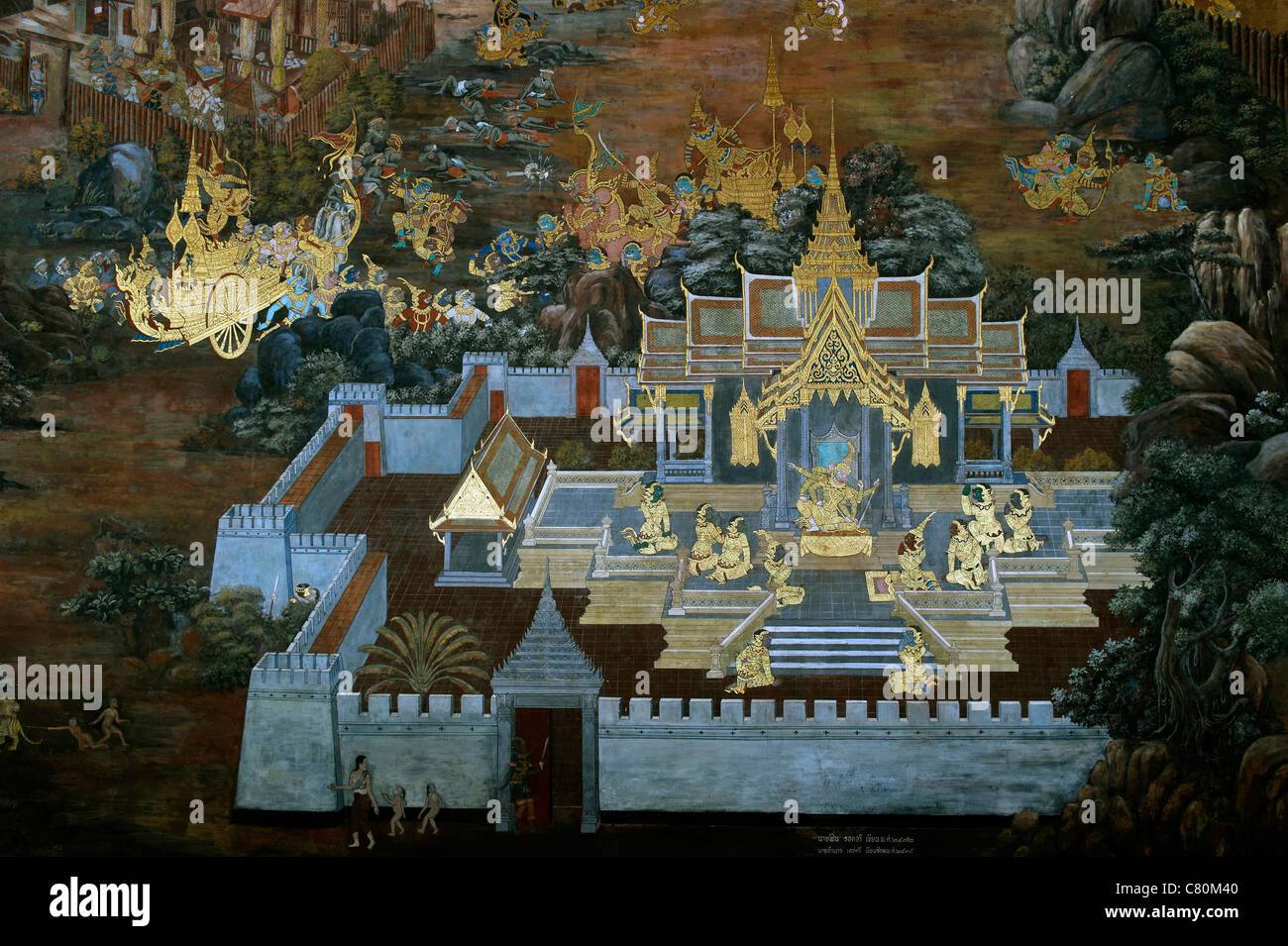 Thailandia, Bangkok, Royal Grand Palace e il Wat Phra Kaew tempio buddista Foto Stock