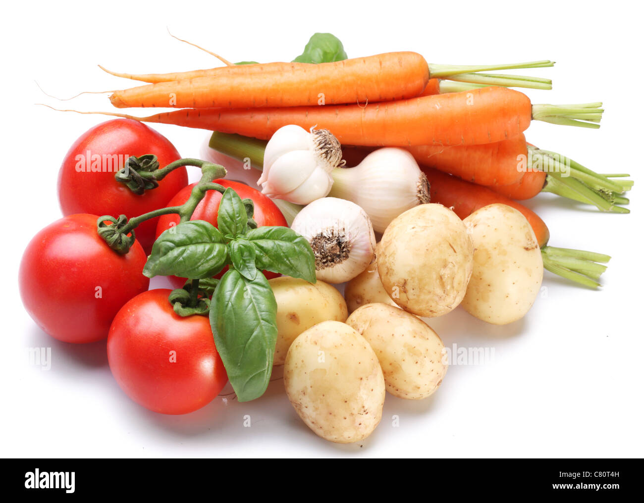 Verdure su sfondo bianco Foto Stock