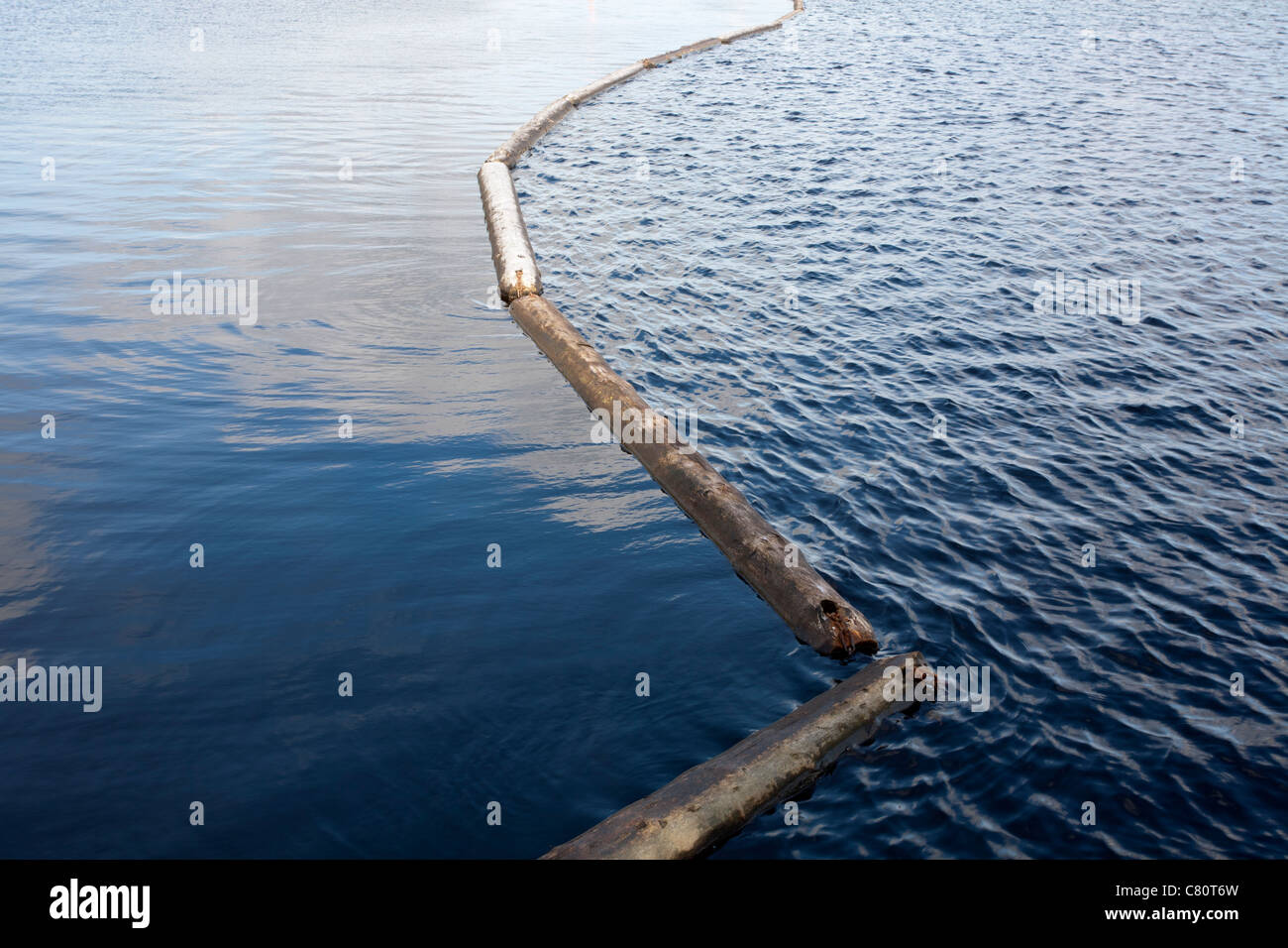 Log di barriera del braccio flottante sull acqua Foto Stock