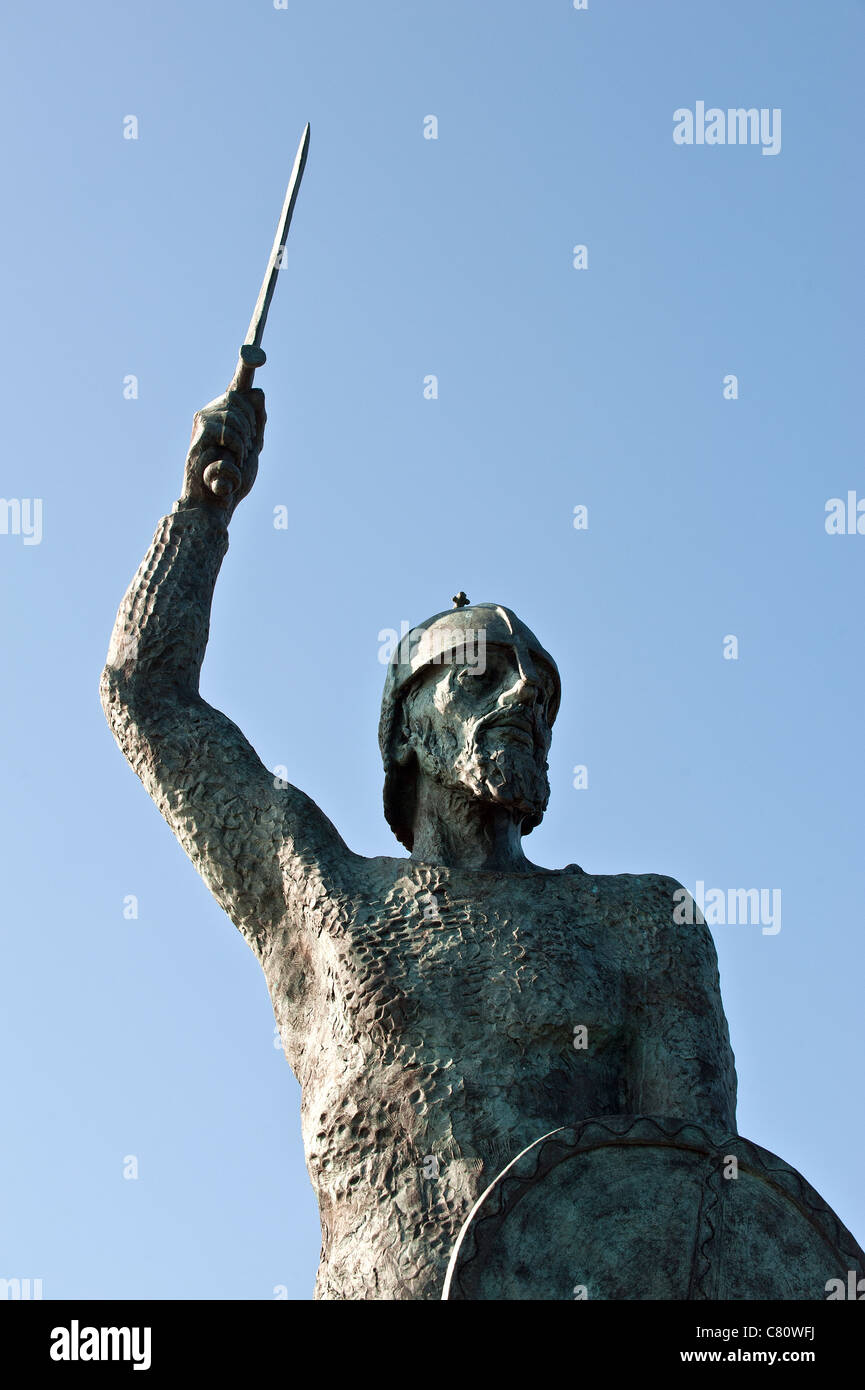La statua di Byrhtnoth sul lungomare in Maldon Essex Foto Stock