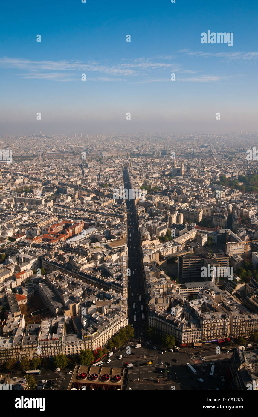 Parigi vista aerea dalla torre di Montparnasse Foto Stock