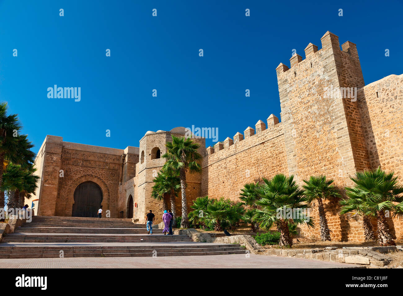 Rabat, Mura della Kasbah des Oudaias Foto Stock