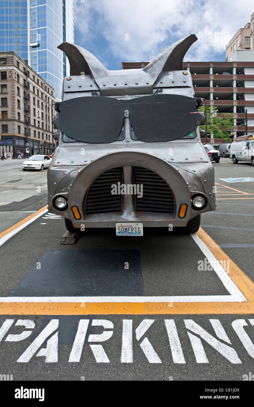 Il bus personalizzati come un maiale. Seattle. Washington. Stati Uniti d'America Foto Stock