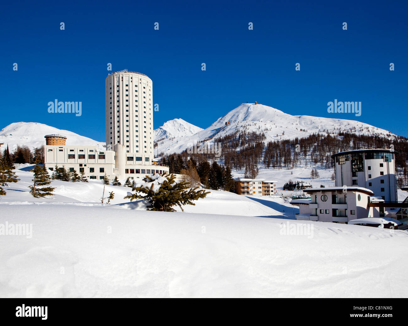 Sestriere ski resort, Piemonte, Italia Foto Stock