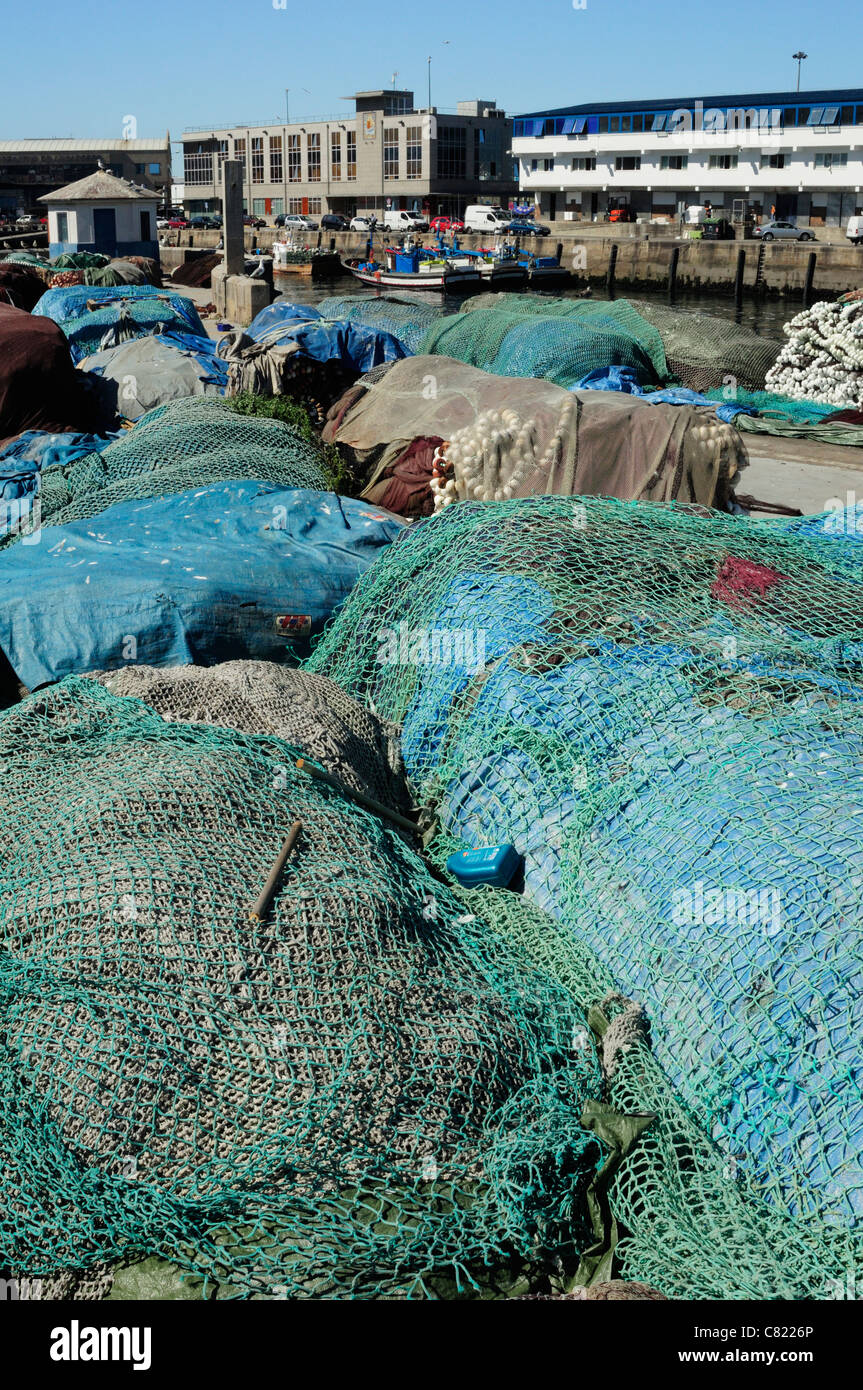 Le reti da pesca. Vigo, Pontevedra, Galizia, Spagna Foto Stock