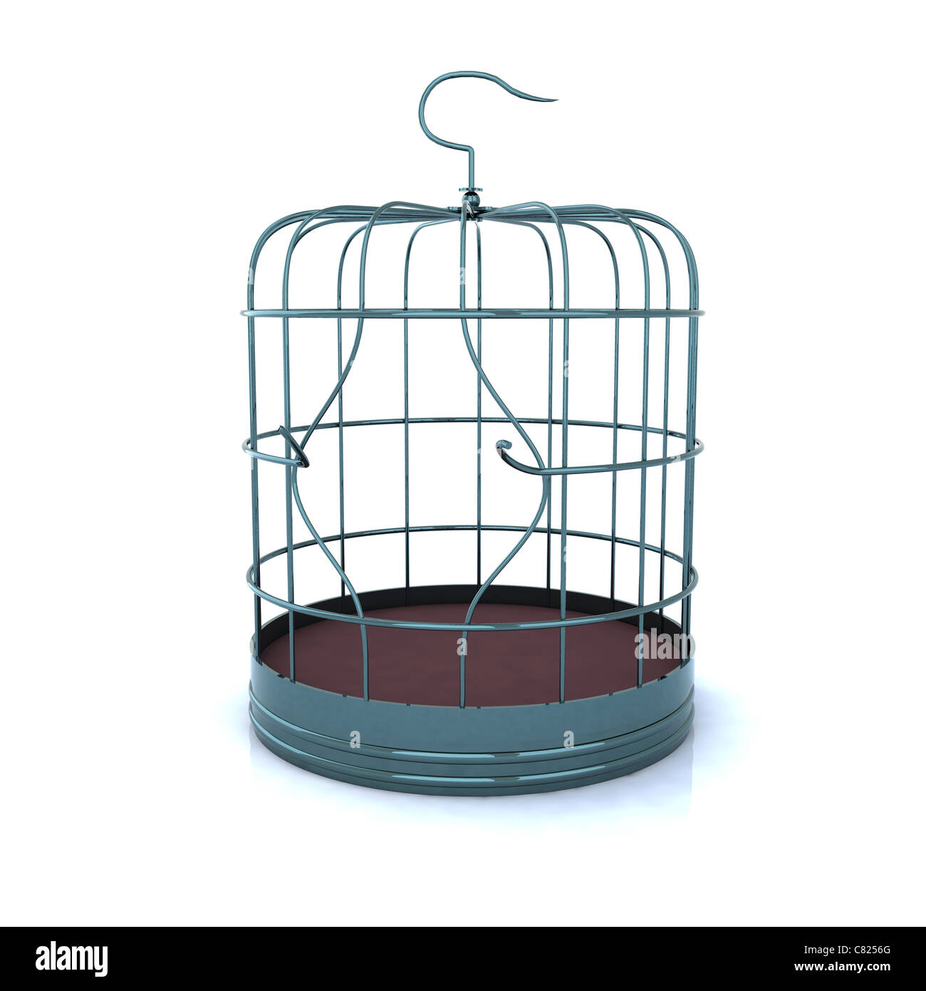 Broken bird cage, il concetto di fuga Foto Stock