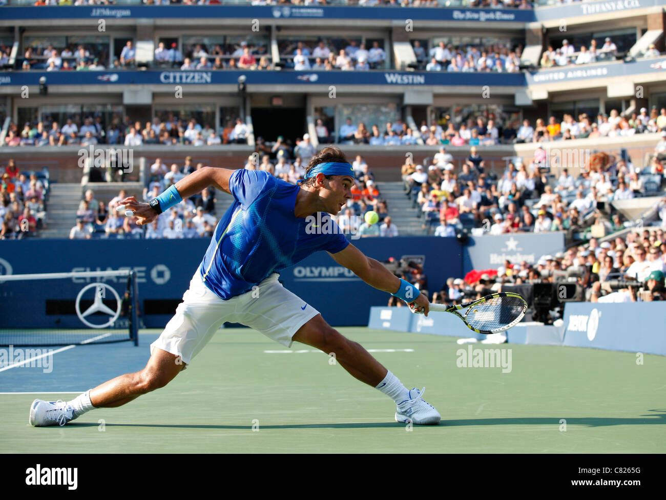 Rafael Nadal di Spagna in azione a US Open 2011 Foto Stock