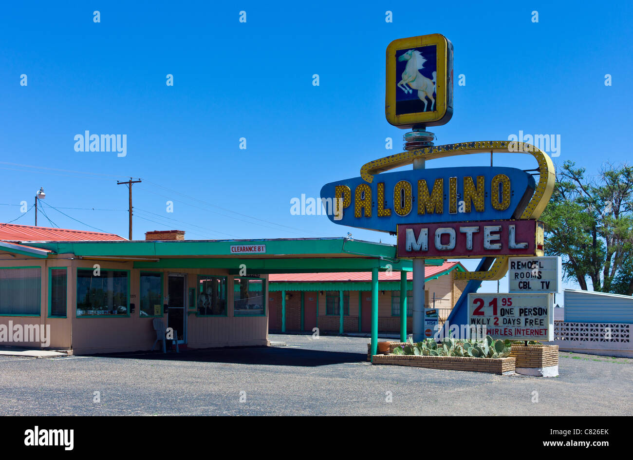 U.S.A. Nuovo Messico, un motel sulla rotta 66 nella zona di Tucumcari Foto Stock