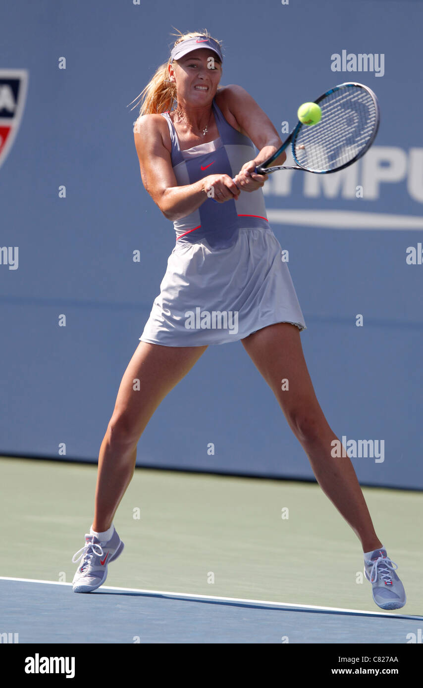 Maria Sharapova della Russia in azione a US Open 2011 Foto Stock