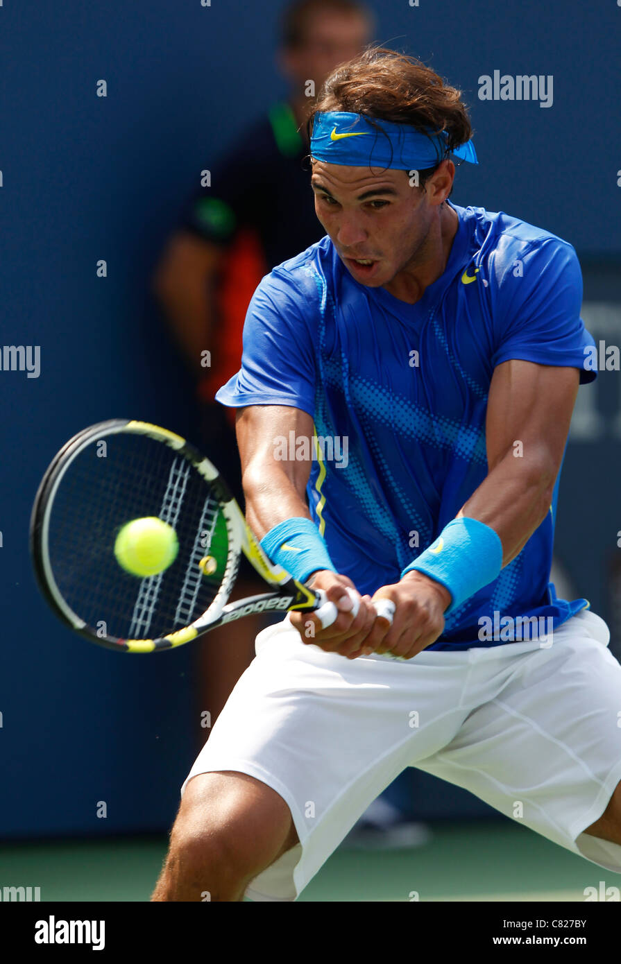 Rafael Nadal di Spagna in azione a US Open 2011 Foto Stock