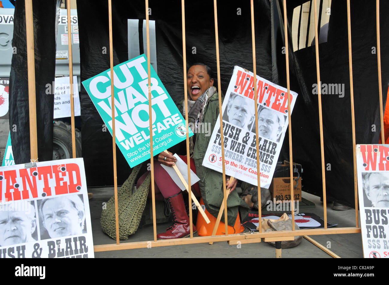 Fermare la guerra coalizione anti guerra protesta Trafalgar Square Sabato 8 Ottobre 2011 Foto Stock