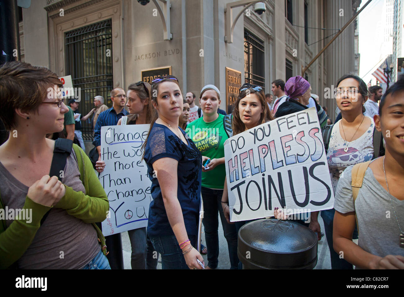 "Occupare Chicago' protestare contro la disuguaglianza economica Foto Stock