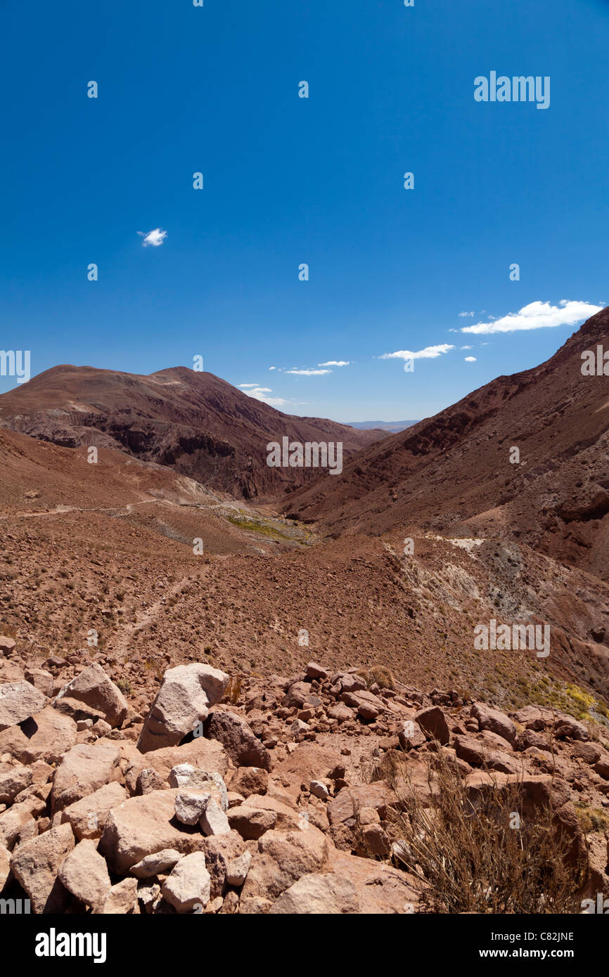 Percorso attraverso il Rio Grande Valley, il Deserto di Atacama, Cile Foto Stock