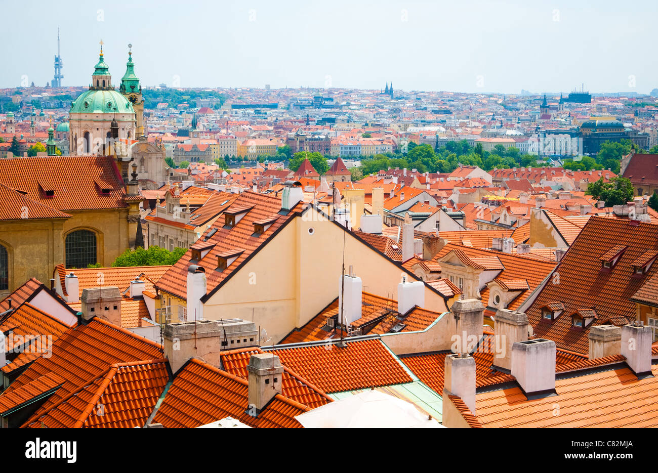 Vista della città di Praga da hill Foto Stock