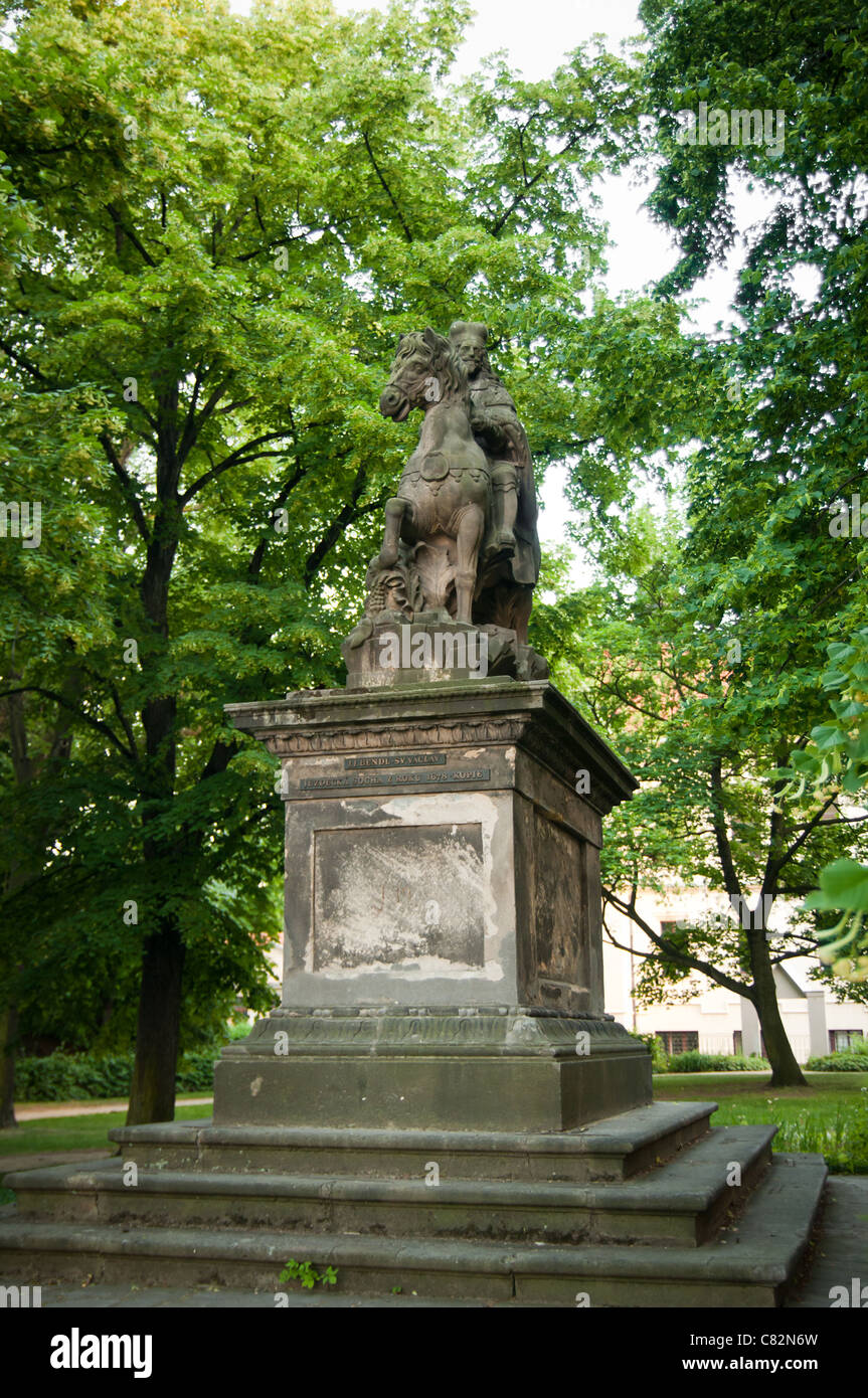 La statua di San Venceslao a Vysehrad Foto Stock